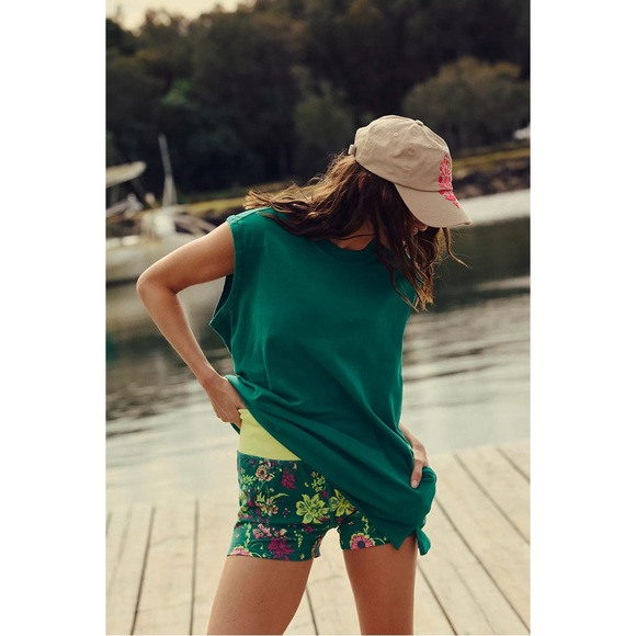 Free People Movement | Hot Shot Micro Set - Heritage Green Floral  - Size L NWT - Picture 4 of 9